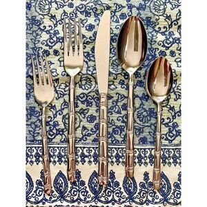 Vintage Oxford Hall Lanai Bamboo Flatware Stainless Steel 10 pc Lot Japan